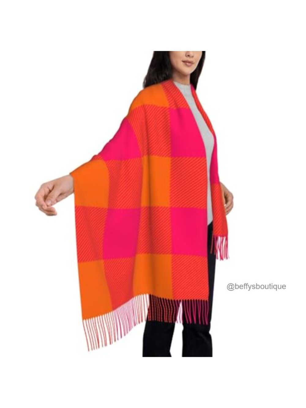 Oversized Blanket Scarf Faux Cashmere Feel Plaid Wrap